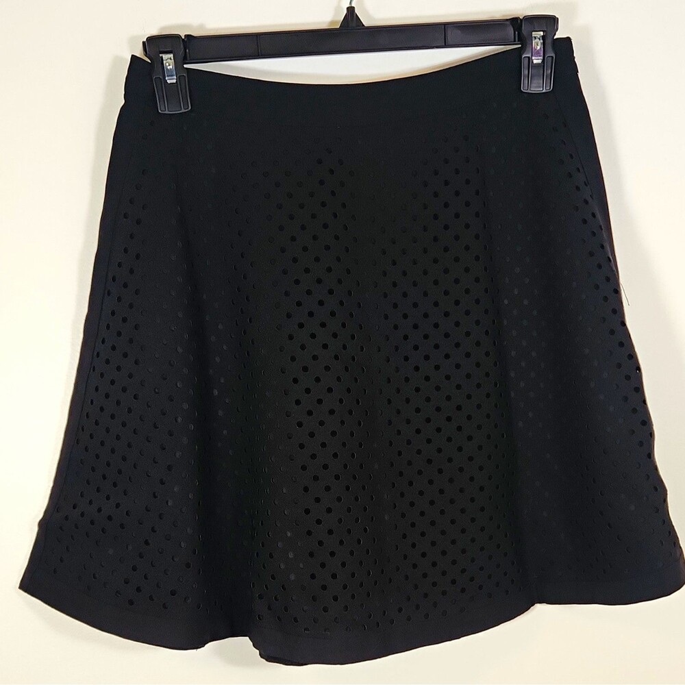 Sugar + Lip2 Black Dotted Cut-Outs A-Line Short Skirt Zipper Zip Closure LARGE